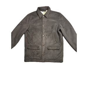 VTG LL Bean Jacket Men XL Dark Brown Faux Suede Sherpa Lined Casual Barn Chore